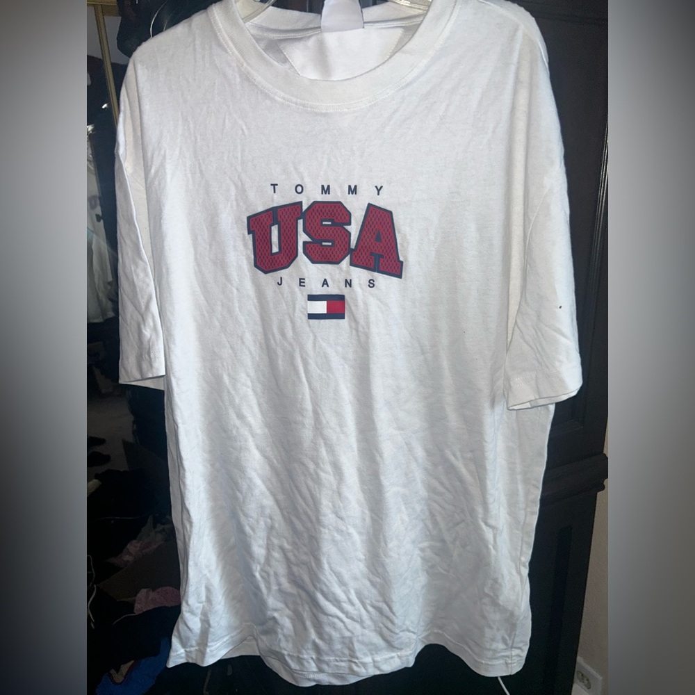 Tommy Hilfiger White Tee with USA Graphic
